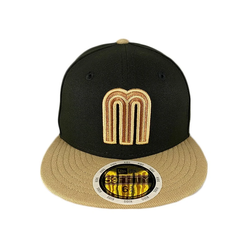 Kids Mexico Black and Tan Flag Side Patch Burnt Orange UV 59FIFTY Fitted Hat