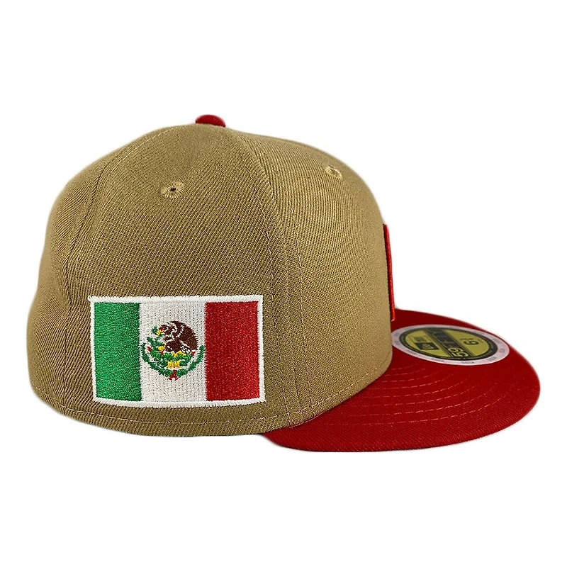 Kids Mexico Camel and Red WBC Flag Side Patch Gray UV 59FIFTY Fitted Hat