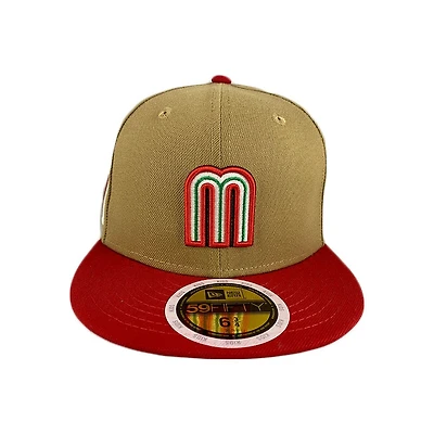 Kids Mexico Camel and Red WBC Flag Side Patch Gray UV 59FIFTY Fitted Hat