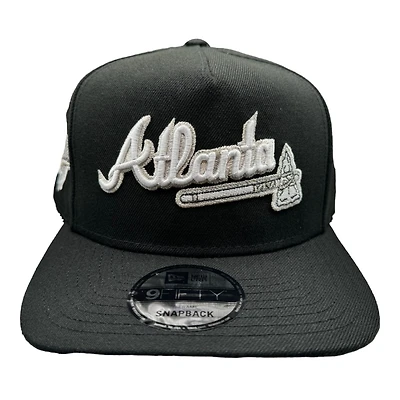 Atlanta Braves Black and Silver Metallic 1995 WS Patch New Era A-Frame Snapback Hat