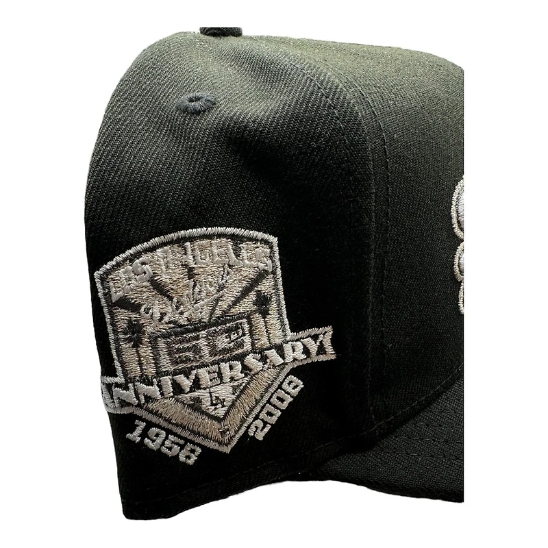 Los Angeles Dodgers Black and Silver Metallic 50th Anni Patch New Era A-Frame Snapback Hat