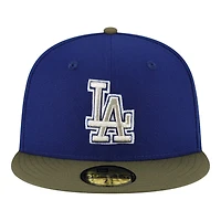Los Angeles Dodgers Royal and Olive 100th Anniv Patch Gray UV New Era 59FIFTY Fitted Hat