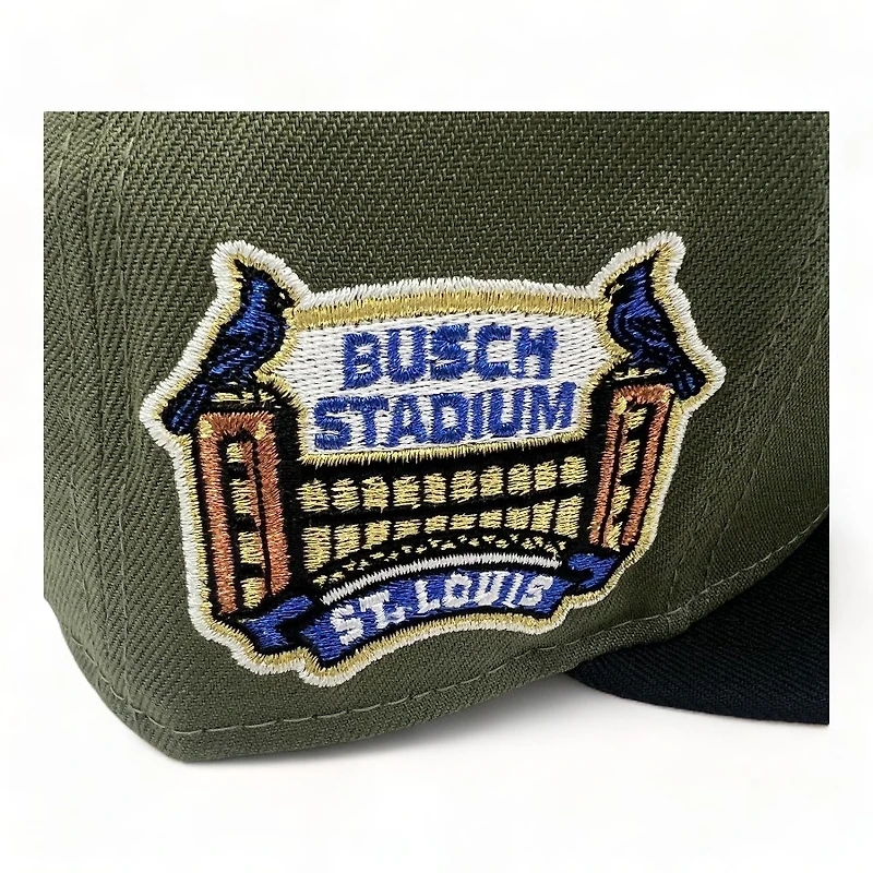 St Louis Cardinals Olive and Black MRodd Busch Stadium Patch Gray UV New Era 59Fifty Fitted Hat