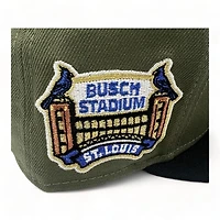 St Louis Cardinals Olive and Black MRodd Busch Stadium Patch Gray UV New Era 59Fifty Fitted Hat