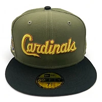 St Louis Cardinals Olive and Black MRodd Busch Stadium Patch Gray UV New Era 59Fifty Fitted Hat