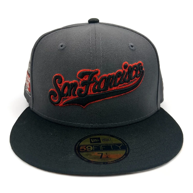San Francisco Giants Graphite and Black Kat Alcatraz 2007 All Star Game Patch Gray UV New Era 59Fifty Fitted Hat