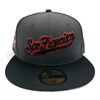 San Francisco Giants Graphite and Black Kat Alcatraz 2007 All Star Game Patch Gray UV New Era 59Fifty Fitted Hat