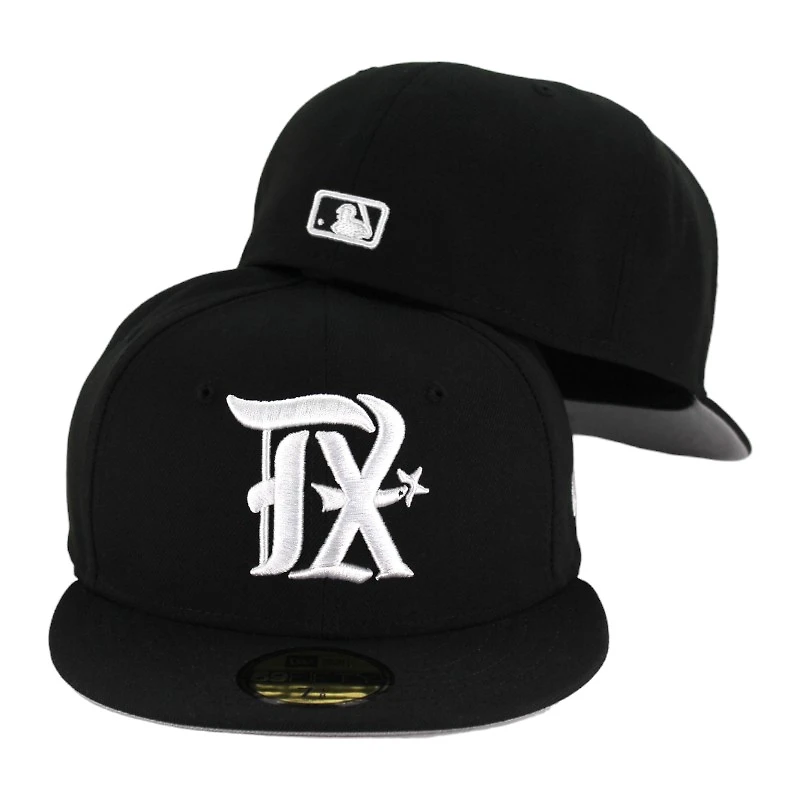 Texas Rangers Black and White City Connect Logo Gray UV 59FIFTY Fitted Hat