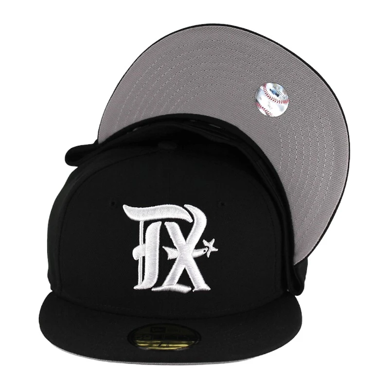 Texas Rangers Black and White City Connect Logo Gray UV 59FIFTY Fitted Hat