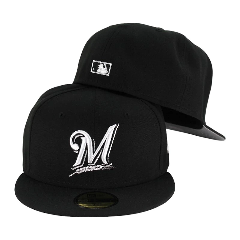 Milwaukee Brewers Black and White Gray UV 59FIFTY Fitted Hat