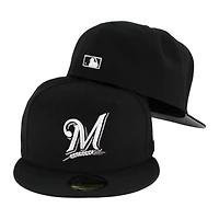 Milwaukee Brewers Black and White Gray UV 59FIFTY Fitted Hat