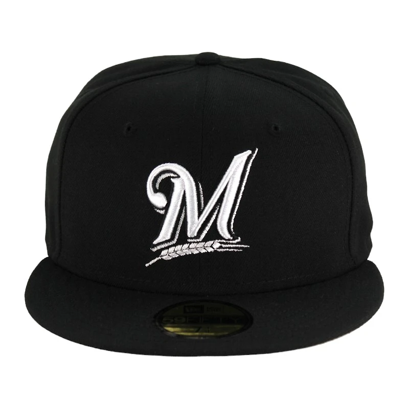 Milwaukee Brewers Black and White Gray UV 59FIFTY Fitted Hat