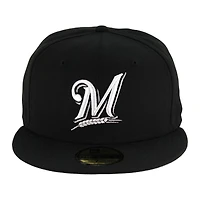 Milwaukee Brewers Black and White Gray UV 59FIFTY Fitted Hat