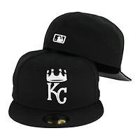 Kansas City Royals Black and White Crown Logo Gray UV 59FIFTY Fitted Hat