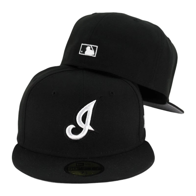 Cleveland Indians Black and White Cooperstown Logo Gray UV 59FIFTY Fitted Hat