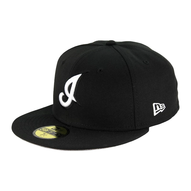 Cleveland Indians Black and White Cooperstown Logo Gray UV 59FIFTY Fitted Hat