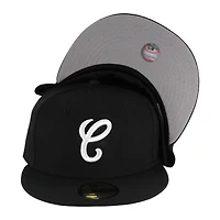 Chicago White Sox Black and Cursive C Logo Gray UV 59FIFTY Fitted Hat