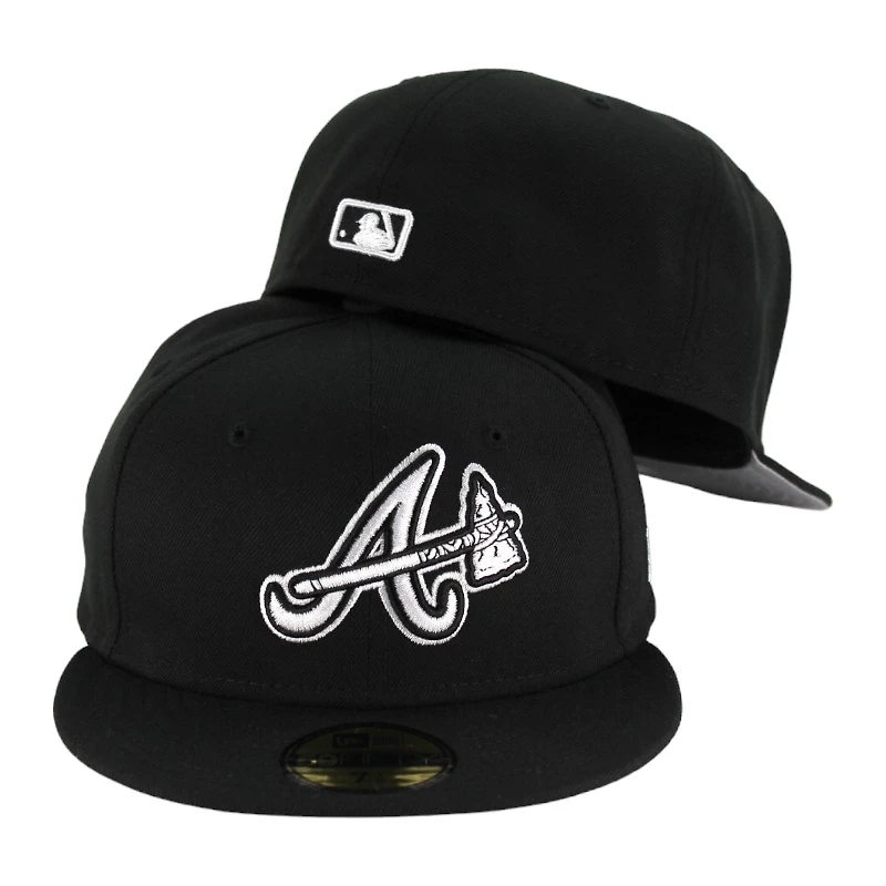 Atlanta Braves Black and White Tomahawk Logo Gray UV 59FIFTY Fitted Hat