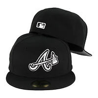 Atlanta Braves Black and White Tomahawk Logo Gray UV 59FIFTY Fitted Hat