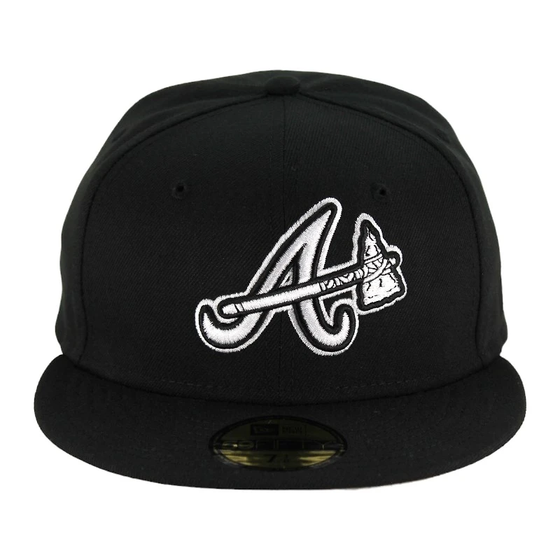 Atlanta Braves Black and White Tomahawk Logo Gray UV 59FIFTY Fitted Hat