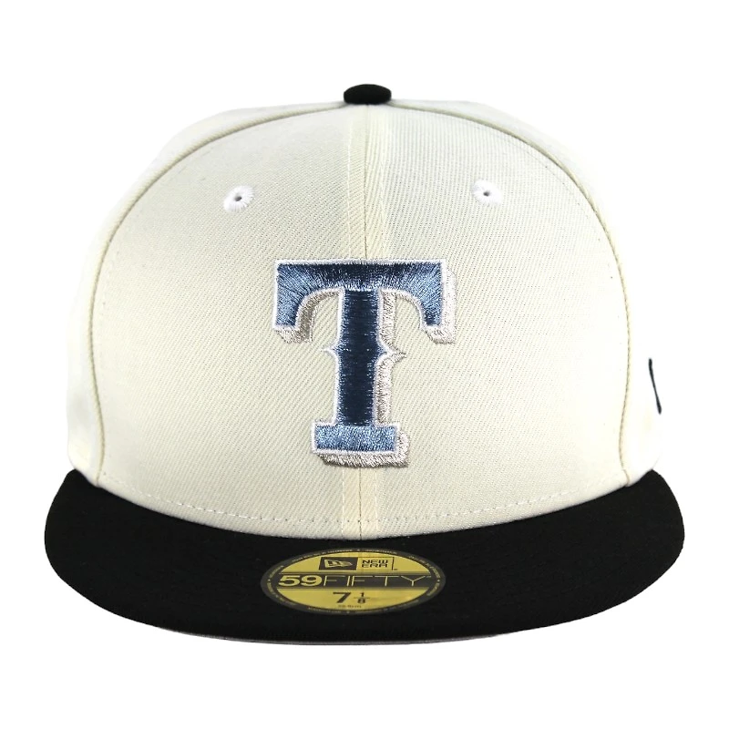 Texas Rangers Chrome and Black Blue Logo Gray UV 59FIFTY Fitted Hat