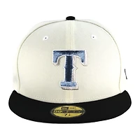 Texas Rangers Chrome and Black Blue Logo Gray UV 59FIFTY Fitted Hat