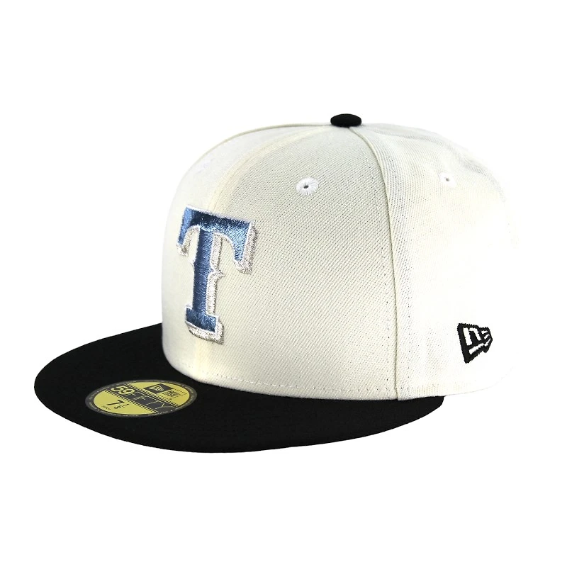 Texas Rangers Chrome and Black Blue Logo Gray UV 59FIFTY Fitted Hat