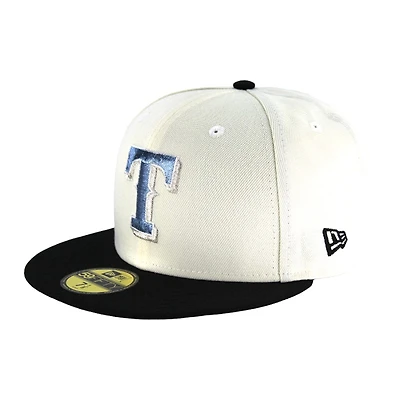 Texas Rangers Chrome and Black Blue Logo Gray UV 59FIFTY Fitted Hat