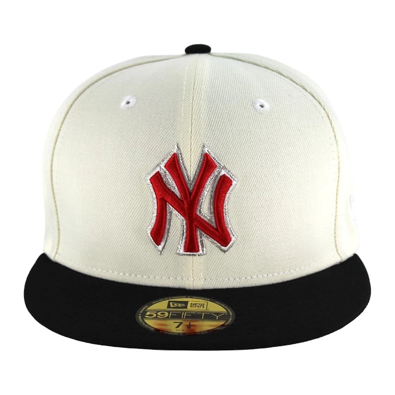 New York Yankees Chrome and Black Red Logo Gray UV 59FIFTY Fitted Hat