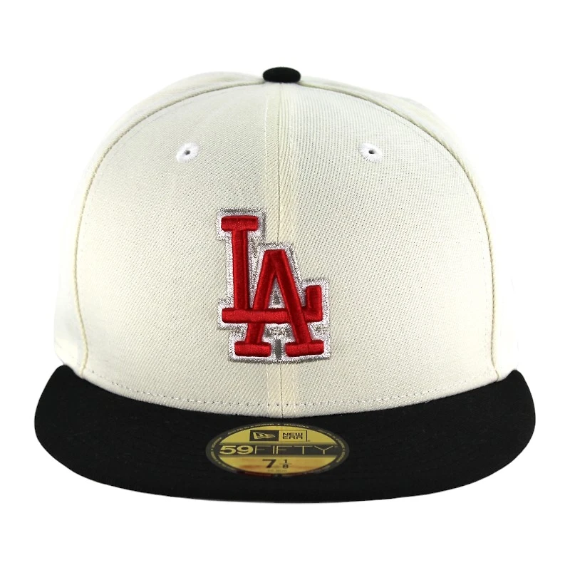 Los Angeles Dodgers Chrome and Black Red Logo Gray UV 59FIFTY Fitted Hat