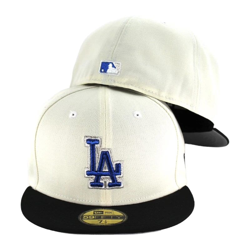 Los Angeles Dodgers Chrome and Black Royal Blue Logo Gray UV 59FIFTY Fitted Hat