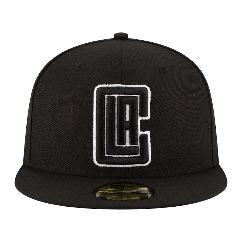 Los Angeles Clippers Black with White Outline NBA New Era 59FIFTY Fitted Hat