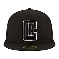 Los Angeles Clippers Black with White Outline NBA New Era 59FIFTY Fitted Hat