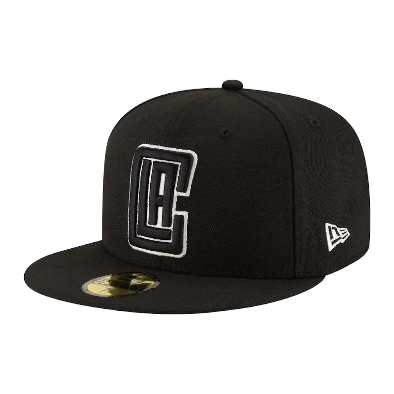 Los Angeles Clippers Black with White Outline NBA New Era 59FIFTY Fitted Hat