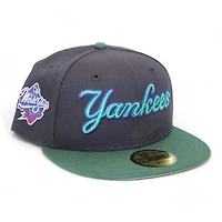 New York Yankees Navy and Green "FlyGuy Judges Pack" 1998 World Series Patch Gray UV Era 59Fifty Fitted Hat
