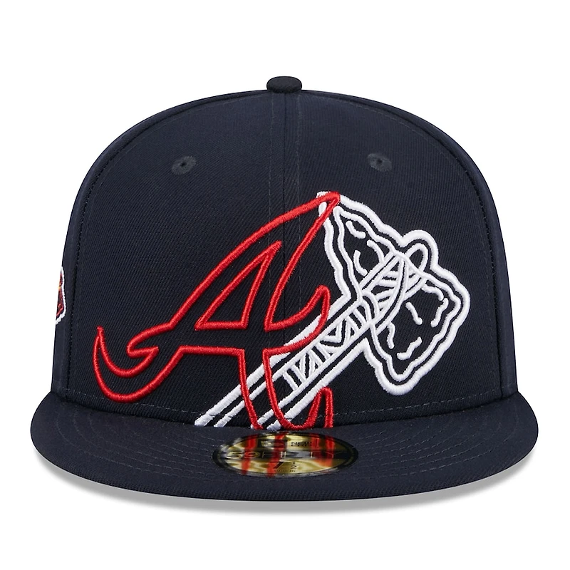 Atlanta Braves Navy Game Day Overlap Gray UV New Era 59Fifty Fitted Hat