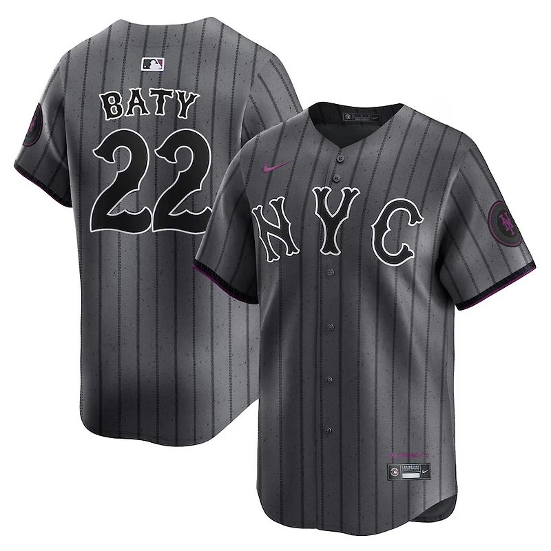 New York Mets Brett Baty Graphite City Connect Nike Limited Player Jersey