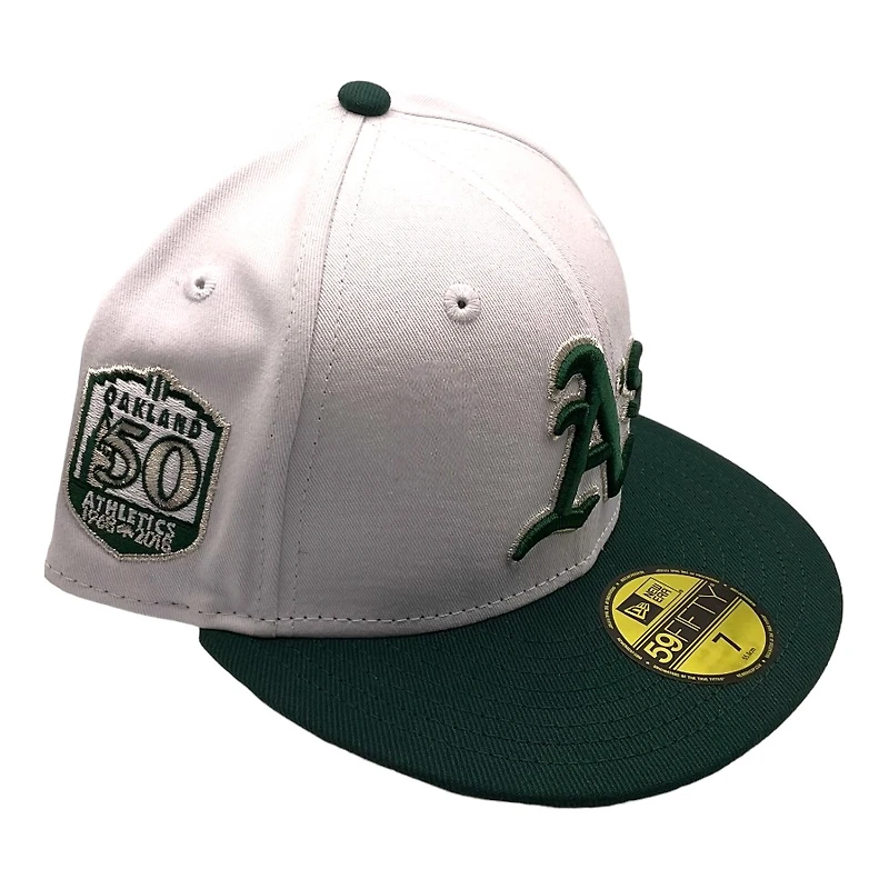 Oakland Athletics White and Green 50th Patch Gray UV 59FIFTY Fitted Hat