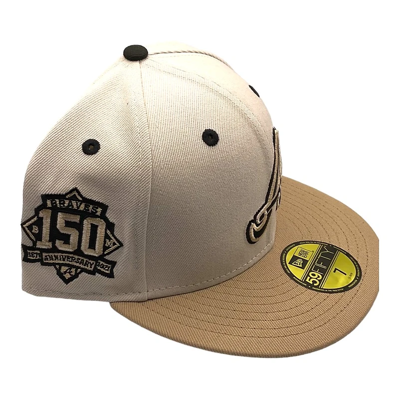 Atlanta Braves Stone and Camel 150th Patch Black UV 59FIFTY Fitted Hat