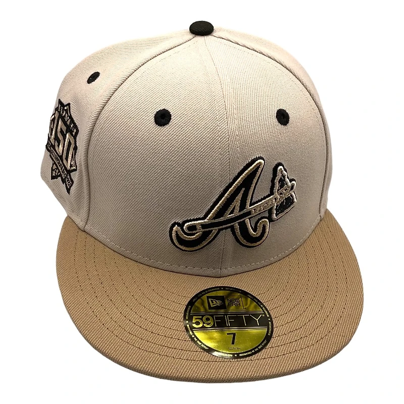 Atlanta Braves Stone and Camel 150th Patch Black UV 59FIFTY Fitted Hat