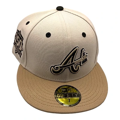 Atlanta Braves Stone and Camel 150th Patch Black UV 59FIFTY Fitted Hat