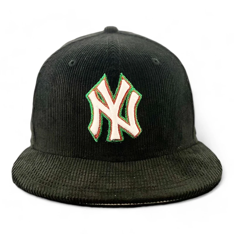 New York Yankees All Black Corduroy 1996 WS Patch Green UV Era 59FIFTY Fitted Hat