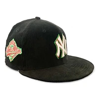 New York Yankees All Black Corduroy 1996 WS Patch Green UV Era 59FIFTY Fitted Hat