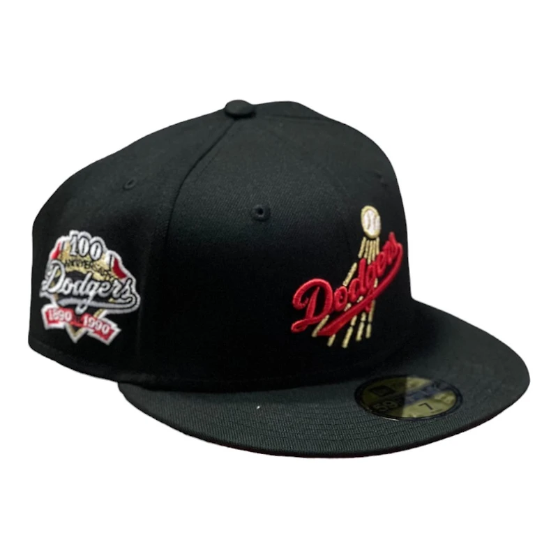 Los Angeles Dodgers Black 100th Anni Patch Gray UV 59FIFTY Fitted Hat
