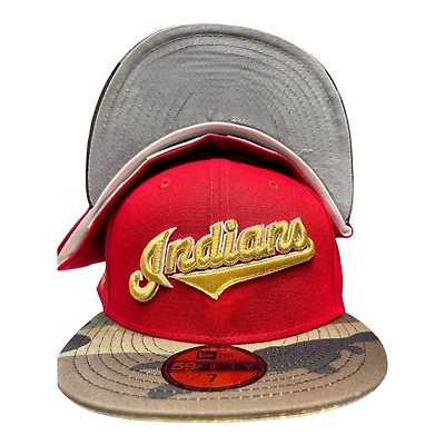 Cleveland Indians Red and Camo Jacobs Field Patch Gray UV New Era 59FIFTY Fitted Hat
