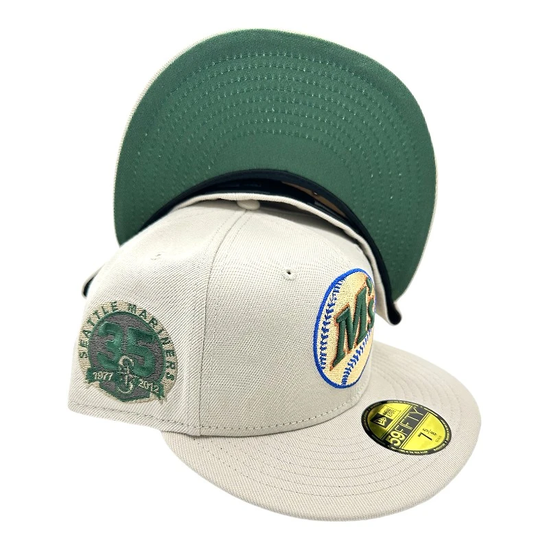 Seattle Mariners Cream "Money Mariners" 35th Anniversary Patch Green UV New Era 59FIFTY Fitted Hat