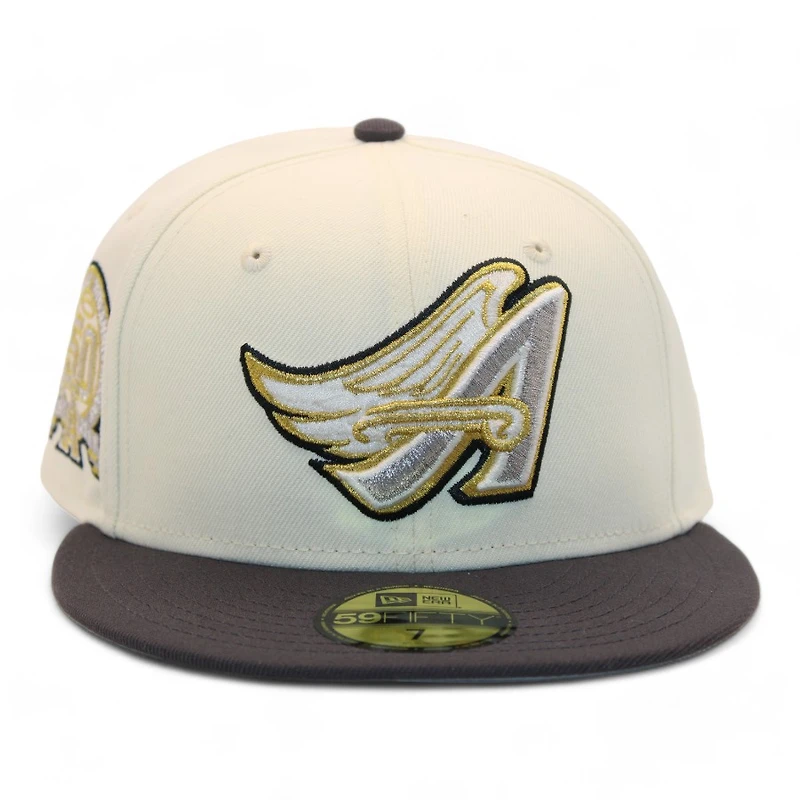 Los Angeles Angels Cream and Graphite "DPM Stock Pack" 50th Anniversary Patch Gray UV New Era 59Fifty Fitted Hat