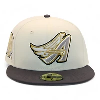 Los Angeles Angels Cream and Graphite "DPM Stock Pack" 50th Anniversary Patch Gray UV New Era 59Fifty Fitted Hat