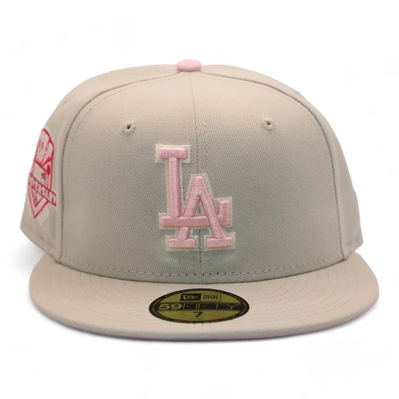 Los Angeles Dodgers Stone "DPM Stock Pack" 50th Anniversary Patch Pink UV New Era 59Fifty Fitted Hat