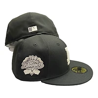 Los Angeles Dodgers Black "Just Another Day" 100th Anniv Patch Gray UV New Era 59FIFTY Fitted Hat